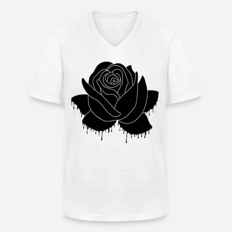 Graffiti einer schwarzen Rose - Männer-T-Shirt mit V-Ausschnitt - Weiß