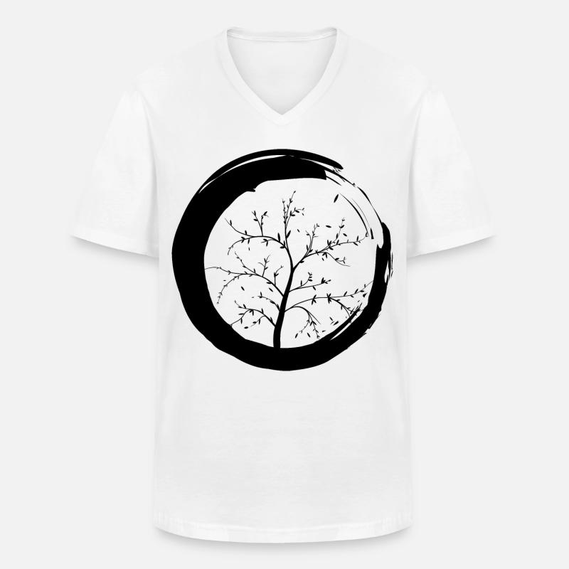 Lebensbaum Zen Baum Herbst - Männer-T-Shirt mit V-Ausschnitt - Weiß