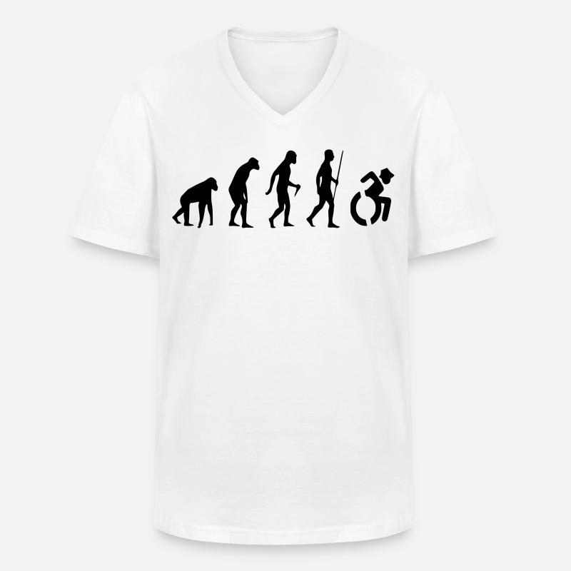Evolution Rollstuhl. Die Rollstuhl-Evolution * - Männer-T-Shirt mit V-Ausschnitt - Weiß