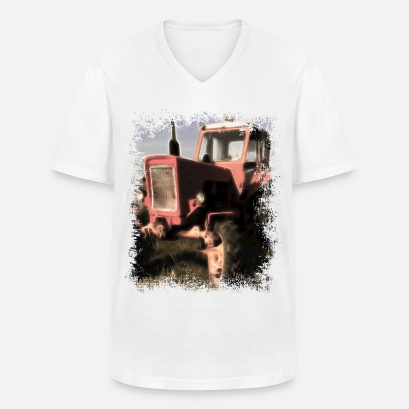 Traktor Belarus MTS 50 - Männer-T-Shirt mit V-Ausschnitt - Weiß