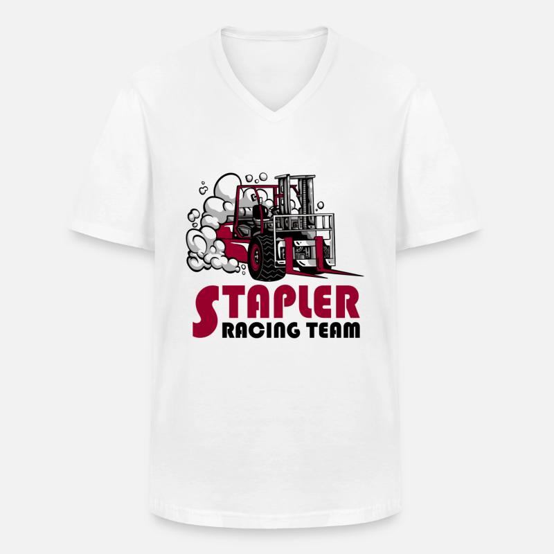 Stapler Racing Team - Männer-T-Shirt mit V-Ausschnitt - Weiß