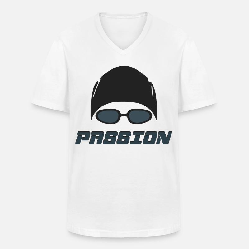 Swimming - Männer-T-Shirt mit V-Ausschnitt - Weiß
