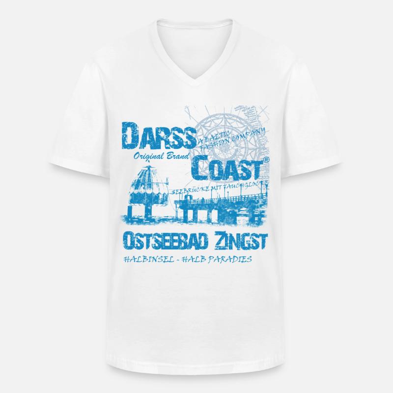 DarssCoast - Ostseebad Zingst - Männer-T-Shirt mit V-Ausschnitt - Weiß