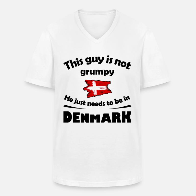 Dänemark - Männer-T-Shirt mit V-Ausschnitt - Weiß