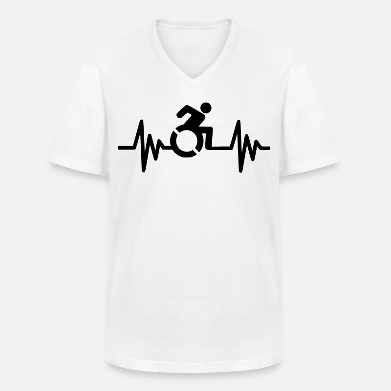 Bild Rollstuhlsymbol mit Herzfrequenz * - Männer-T-Shirt mit V-Ausschnitt - Weiß
