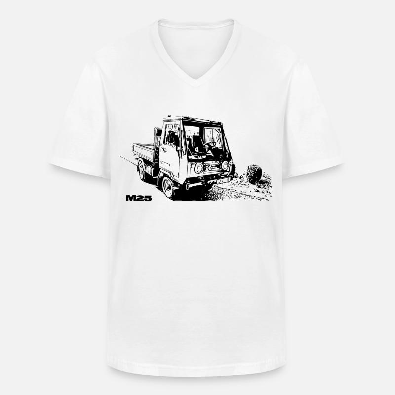 Multicar - Männer-T-Shirt mit V-Ausschnitt - Weiß