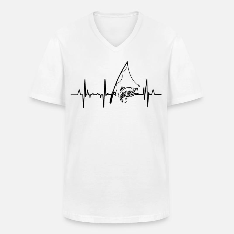 Fischerei Herzlinie - Männer-T-Shirt mit V-Ausschnitt - Weiß