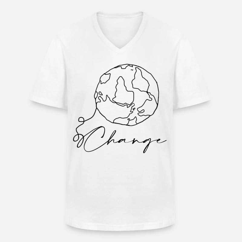 World - Männer-T-Shirt mit V-Ausschnitt - Weiß