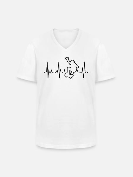 Skateboarding Heartbeat - Men's V-Neck T-Shirt - white