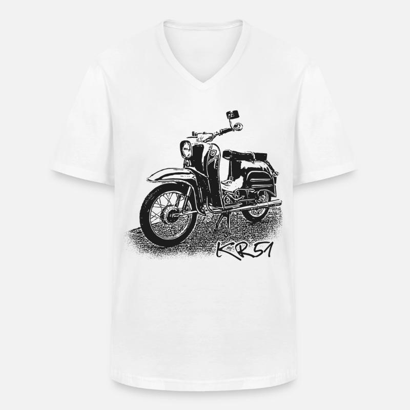 SIMSON Schwalbe KR51 - Männer-T-Shirt mit V-Ausschnitt - Weiß