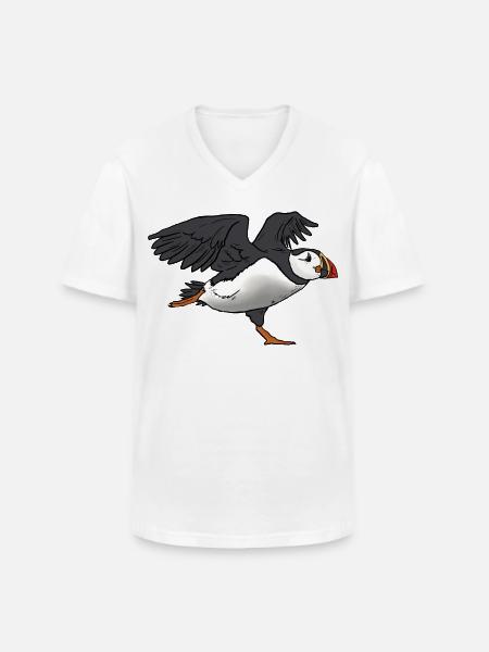 Papageientaucher - Männer-T-Shirt mit V-Ausschnitt - Weiß