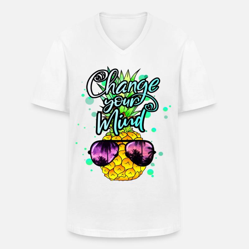 Ananas verändere dein Denken - Männer-T-Shirt mit V-Ausschnitt - Weiß