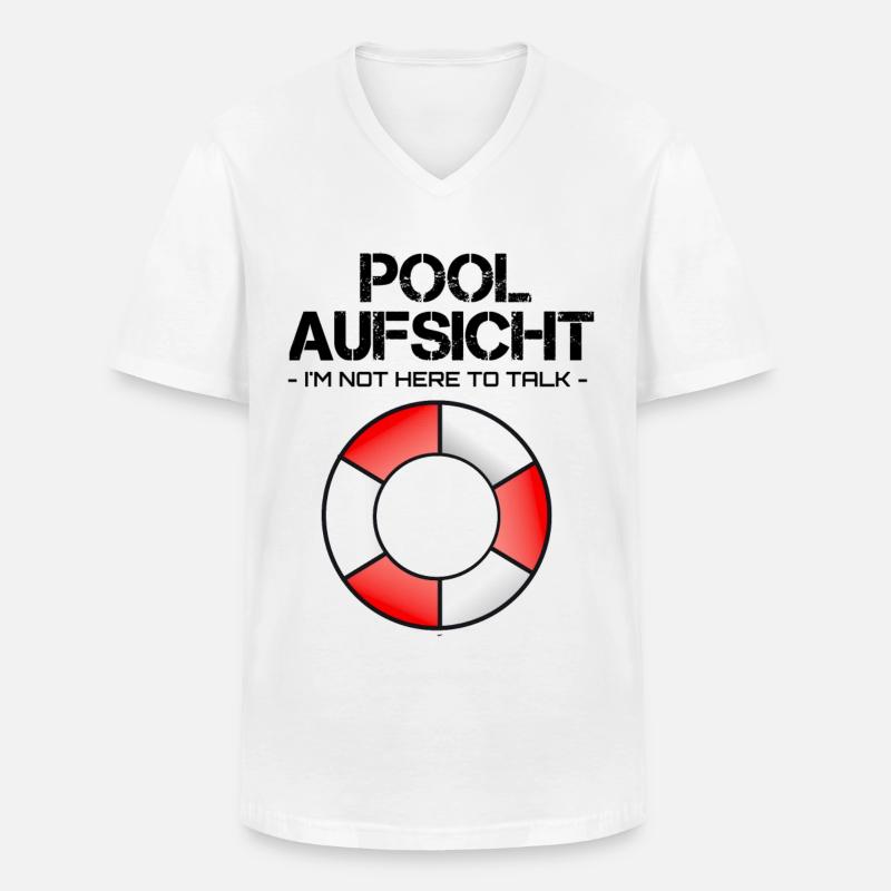 Pool Aufsicht mit Rettungsring - Männer-T-Shirt mit V-Ausschnitt - Weiß