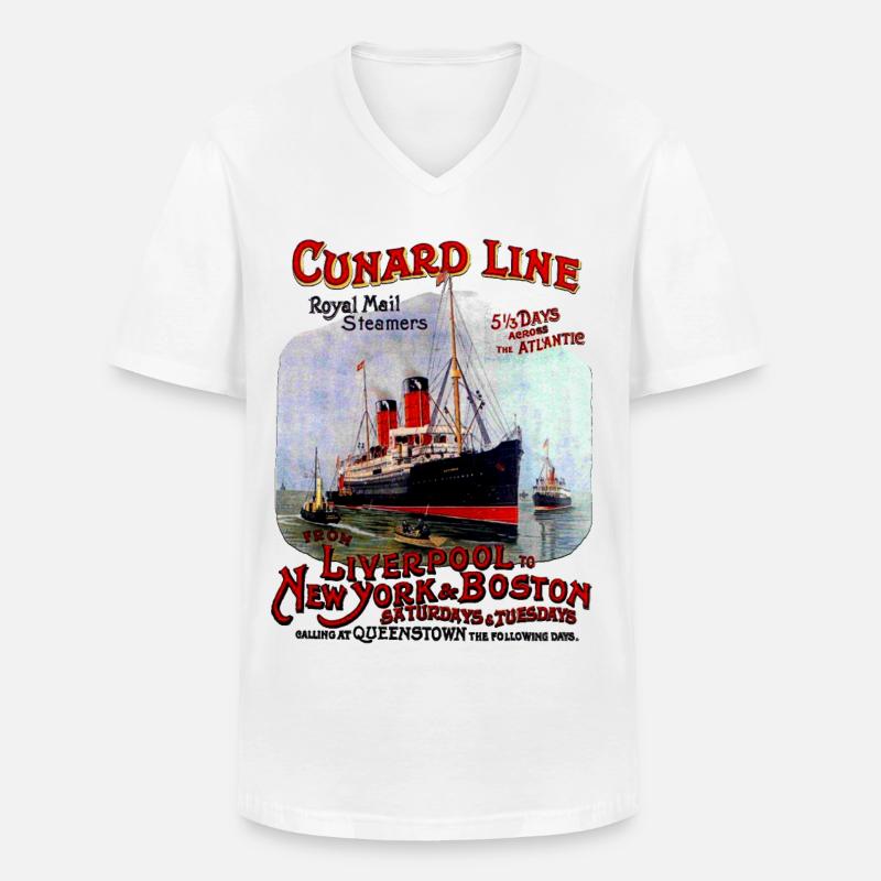 LINER TRANSATLANTIC CREATION LOUIS RUNEMBERG - Männer-T-Shirt mit V-Ausschnitt - Weiß