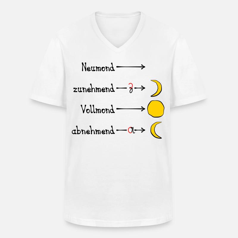 Mondphasen mit Eselsbrücke - dunkel - Männer-T-Shirt mit V-Ausschnitt - Weiß