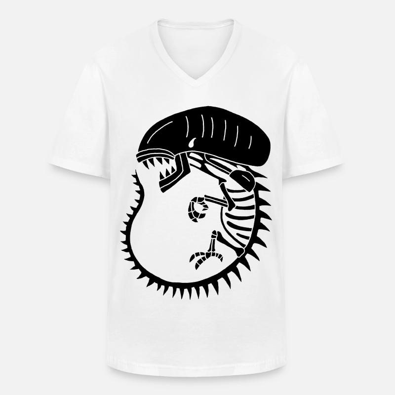 Schwarzes außerirdisches Monsterskelett - Männer-T-Shirt mit V-Ausschnitt - Weiß