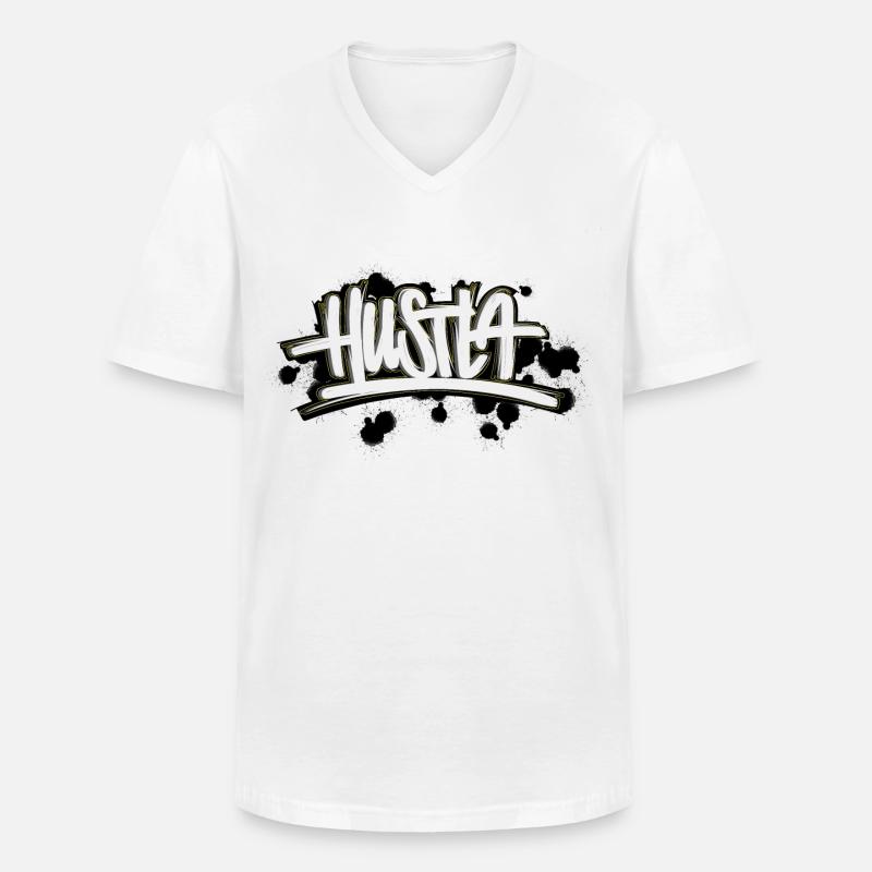 Hustla Graffiti Schriftzug  - Männer-T-Shirt mit V-Ausschnitt - Weiß