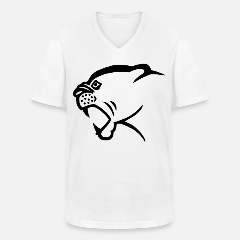Schwarzer Pantherkopf - Männer-T-Shirt mit V-Ausschnitt - Weiß