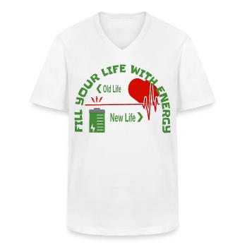 Fill your life with energy - Men's V-Neck T-Shirt - white - Front - AI Model Male 185 light (185cm)