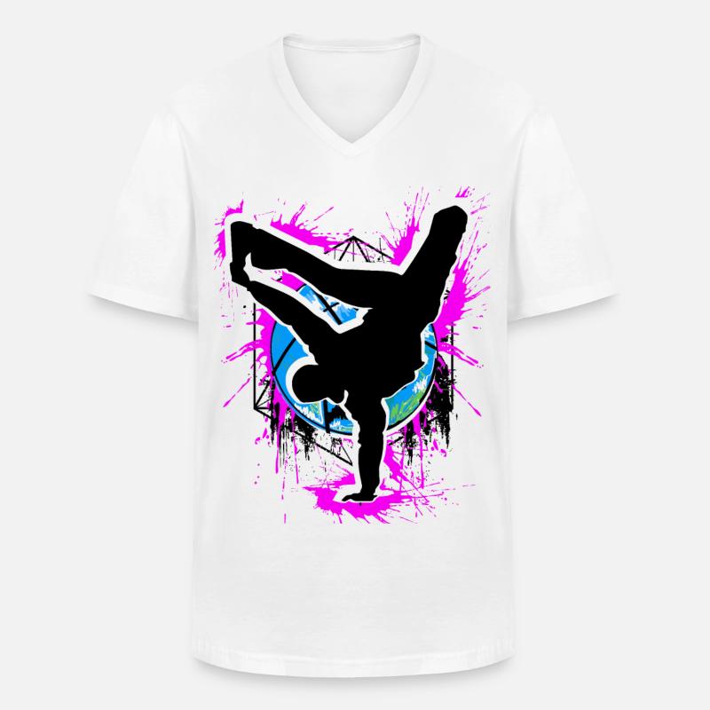 Breakdance - Breakdancer - Breakdancing - BBoy - Maglietta da uomo classica con scollo a V - bianco