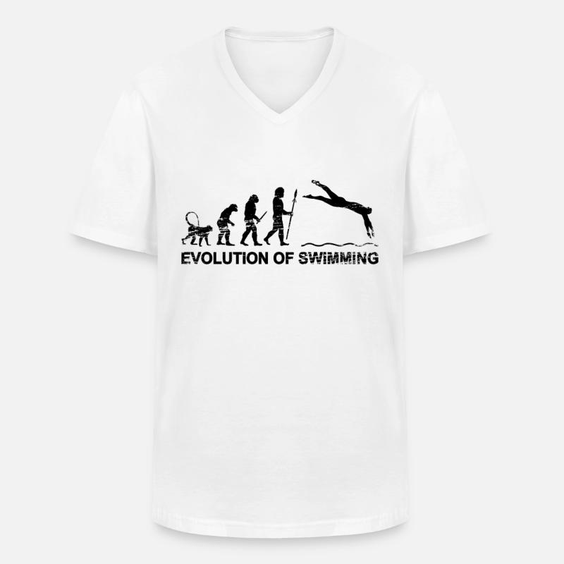 Schwimmer Evolution - Männer-T-Shirt mit V-Ausschnitt - Weiß