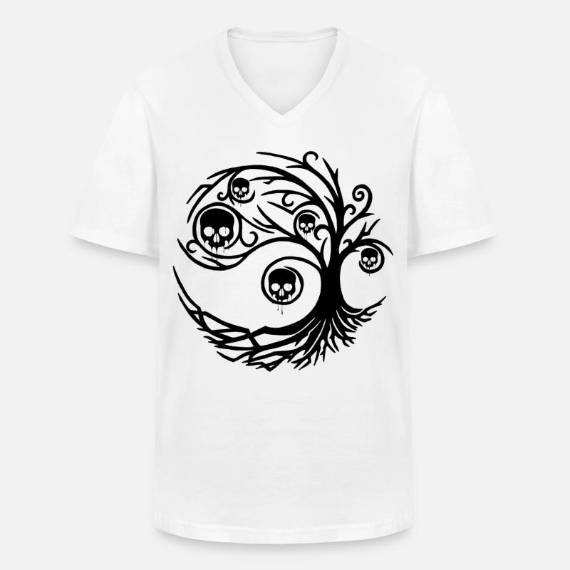 Schwarzer Baum mit Totenköpfen - Männer-T-Shirt mit V-Ausschnitt - Weiß