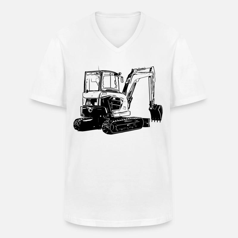 Kleiner Bagger - Männer-T-Shirt mit V-Ausschnitt - Weiß