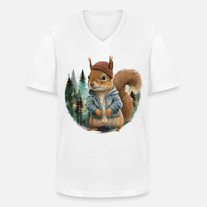 Niedliches Eichhörnchen - Männer-T-Shirt mit V-Ausschnitt - Weiß