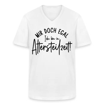 Mir doch egal Ich bin in Altersteilzeit - Männer-T-Shirt mit V-Ausschnitt - Weiß - Vorne - AI Model Male 185 light (185cm)
