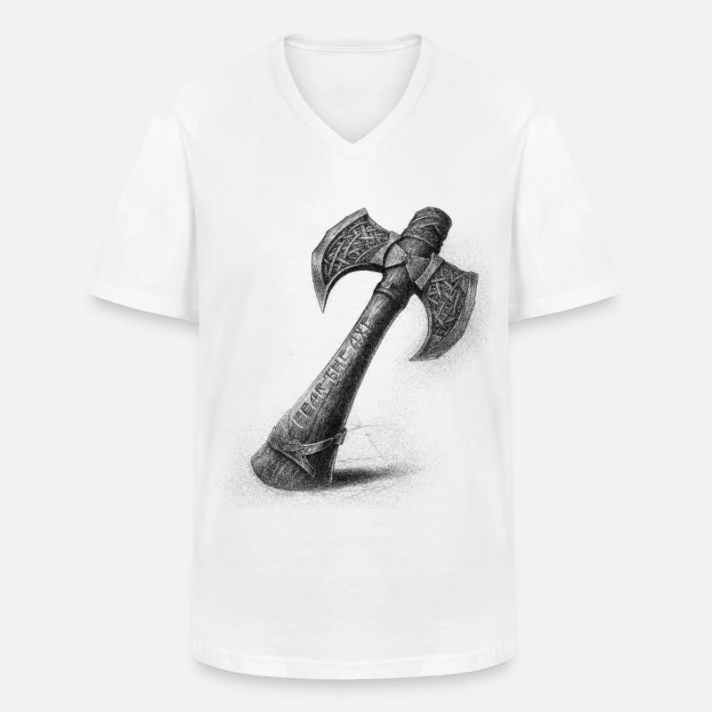 Fear the axe Wikinger Axt - Männer-T-Shirt mit V-Ausschnitt - Weiß