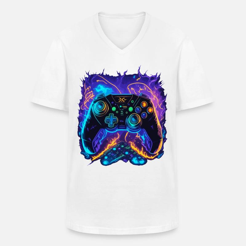 Powerful Gaming Controller Art - Männer-T-Shirt mit V-Ausschnitt - Weiß