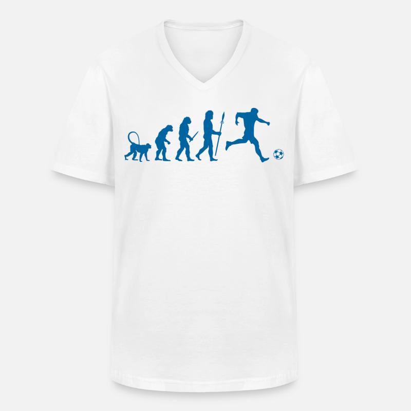 Evolution of a Soccer Player - Männer-T-Shirt mit V-Ausschnitt - Weiß