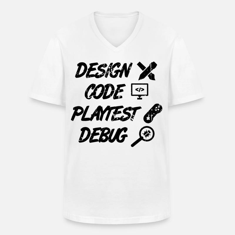 Débogage Playtest de code de conception - T-shirt col V Homme - blanc