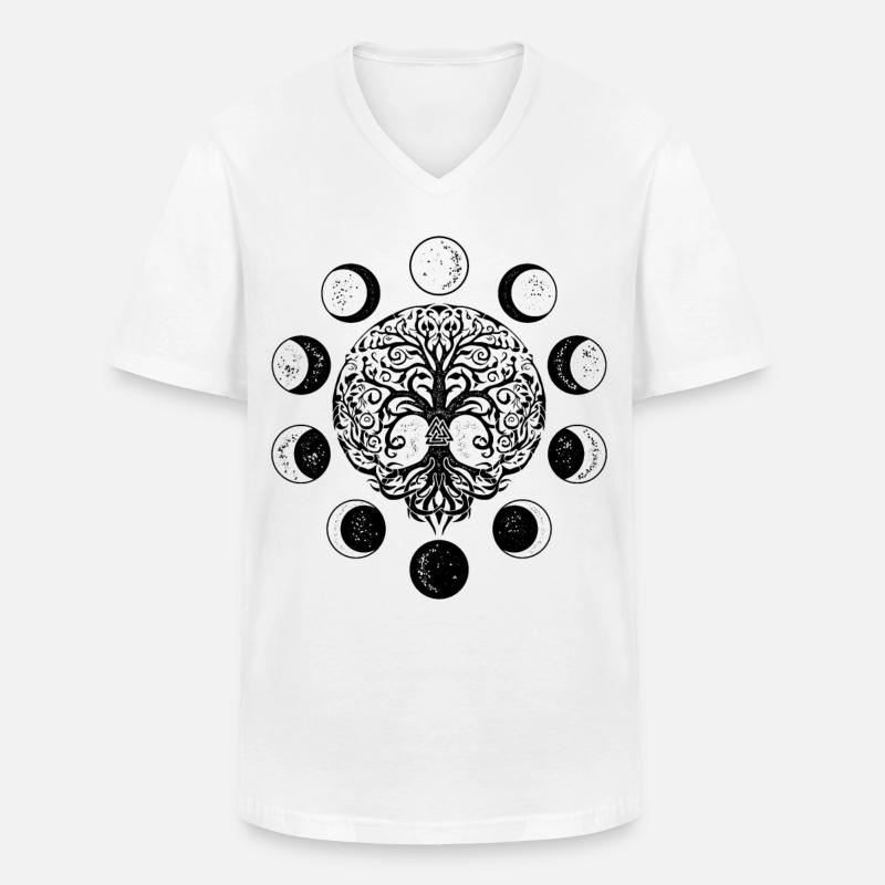 Ygdrassil Mondphasen Witchcraft Occult Lebensbaum - Männer-T-Shirt mit V-Ausschnitt - Weiß