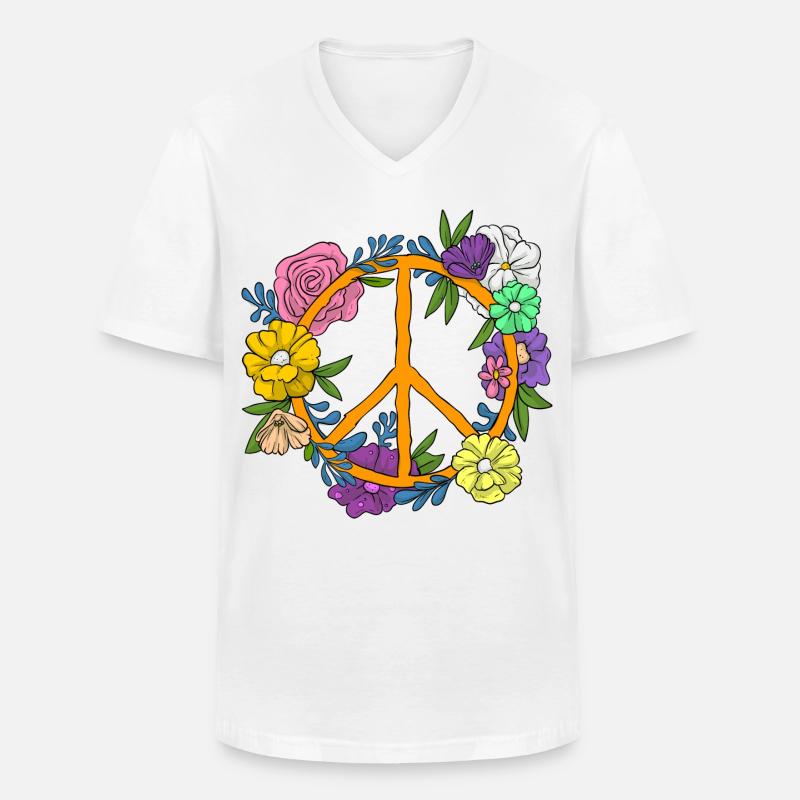Peace Symbol / Friedenszeichen - Männer-T-Shirt mit V-Ausschnitt - Weiß