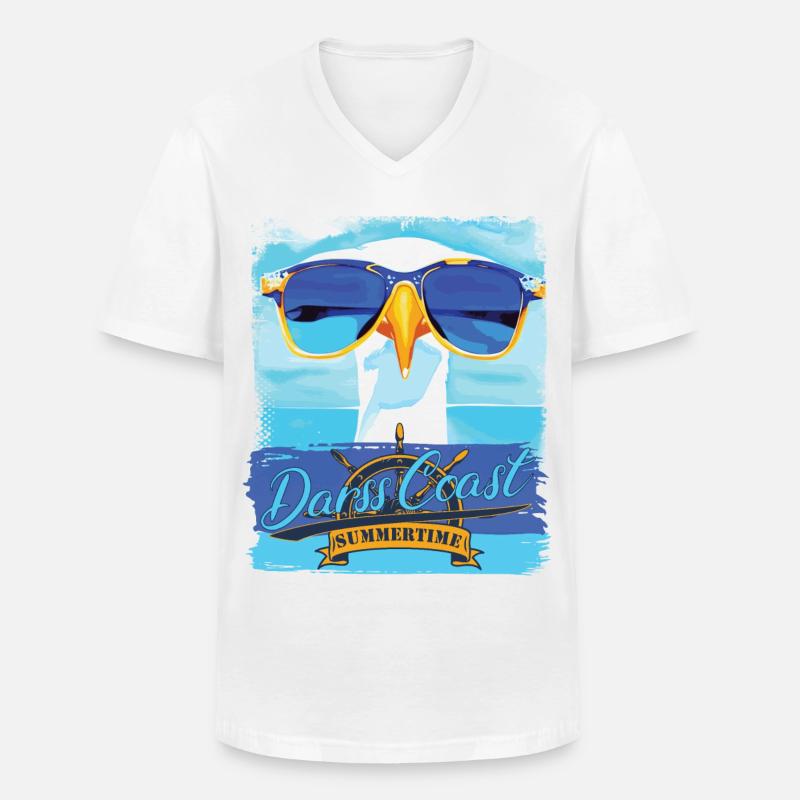 DarssCoast Möwe - blue white Möwen Collection - Männer-T-Shirt mit V-Ausschnitt - Weiß