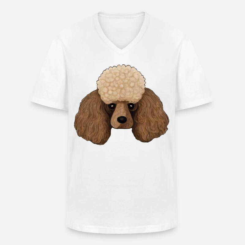 Pudelkopf - Männer-T-Shirt mit V-Ausschnitt - Weiß