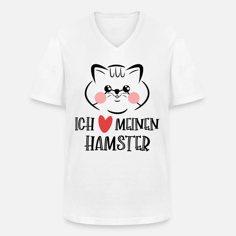 Hamster Herz Statement Lieblingstier Haustiere - Männer-T-Shirt mit V-Ausschnitt - Weiß