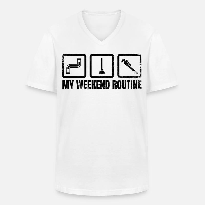 Meine Wochenendroutine - Männer-T-Shirt mit V-Ausschnitt - Weiß