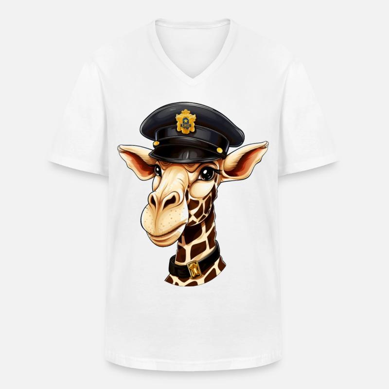 Polizei Giraffe - Männer-T-Shirt mit V-Ausschnitt - Weiß