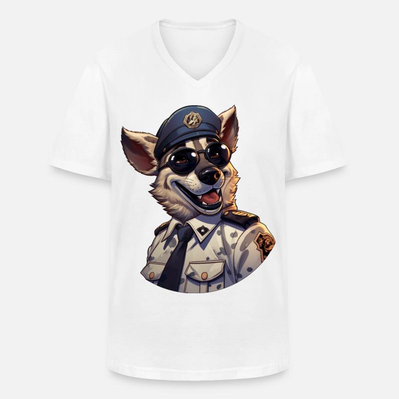 Polizei Hyäne - Männer-T-Shirt mit V-Ausschnitt - Weiß