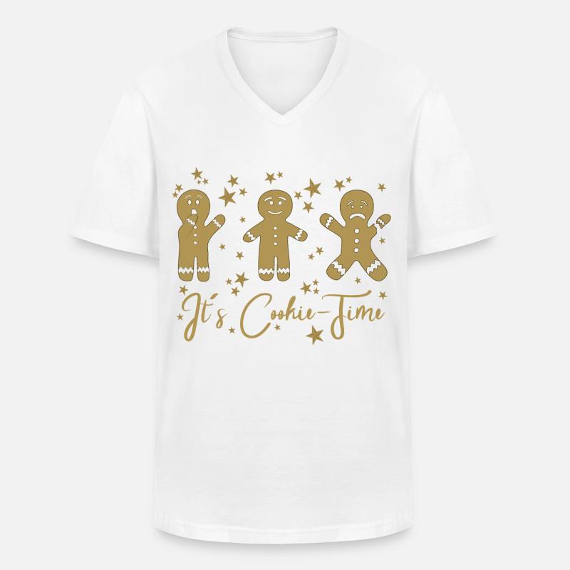 It’s Cookie Time – Gingerbread Design - Männer-T-Shirt mit V-Ausschnitt - Weiß