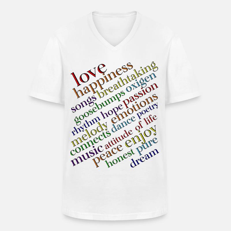 Regenbogen Typografie Lebensfreude - Männer-T-Shirt mit V-Ausschnitt - Weiß