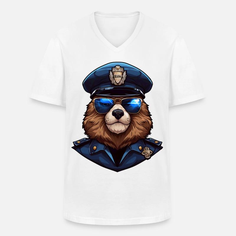 Murmeltiere Polizei - Männer-T-Shirt mit V-Ausschnitt - Weiß
