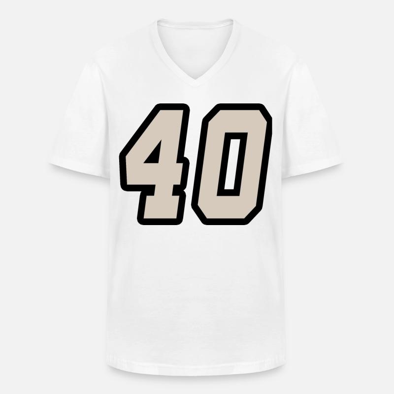Nummer vierzig 40 - Männer-T-Shirt mit V-Ausschnitt - Weiß