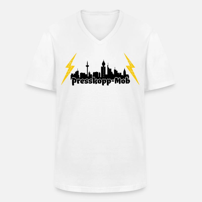 Presskopp Mob - ffm Skyline - Männer-T-Shirt mit V-Ausschnitt - Weiß