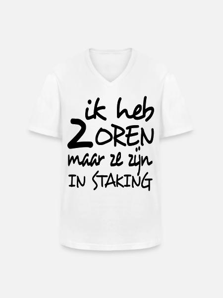 Jag har 2 öron men de strejkar * - T-shirt med V-ringning herr - vit