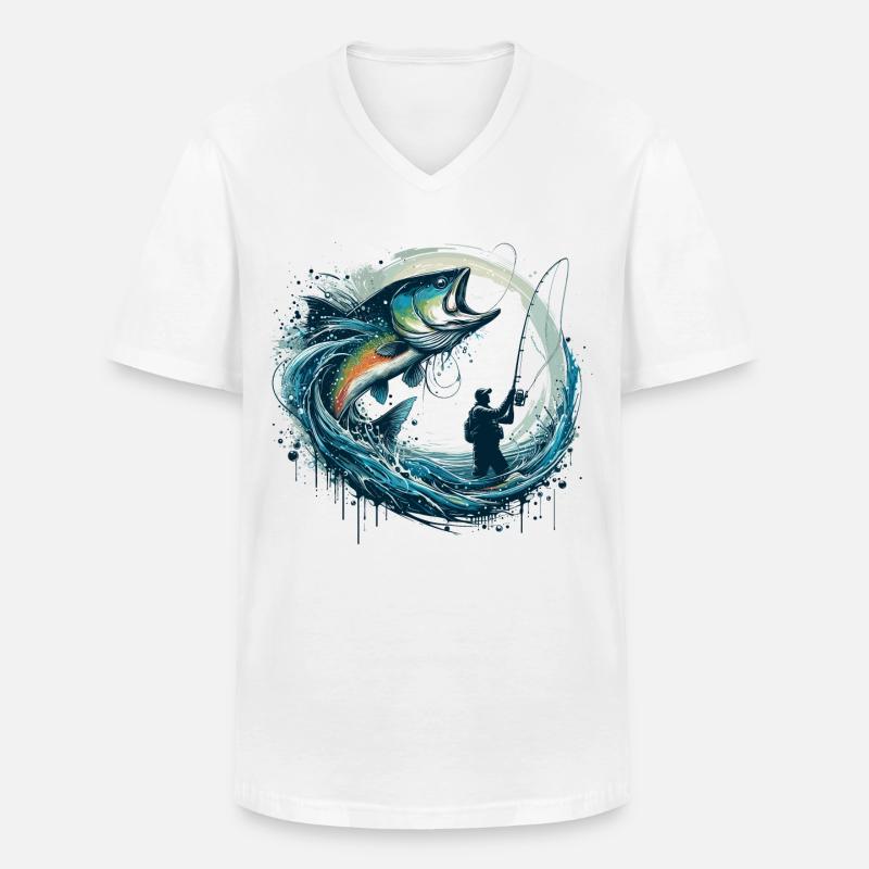 Angeln dynamisch Geschenk - Männer-T-Shirt mit V-Ausschnitt - Weiß
