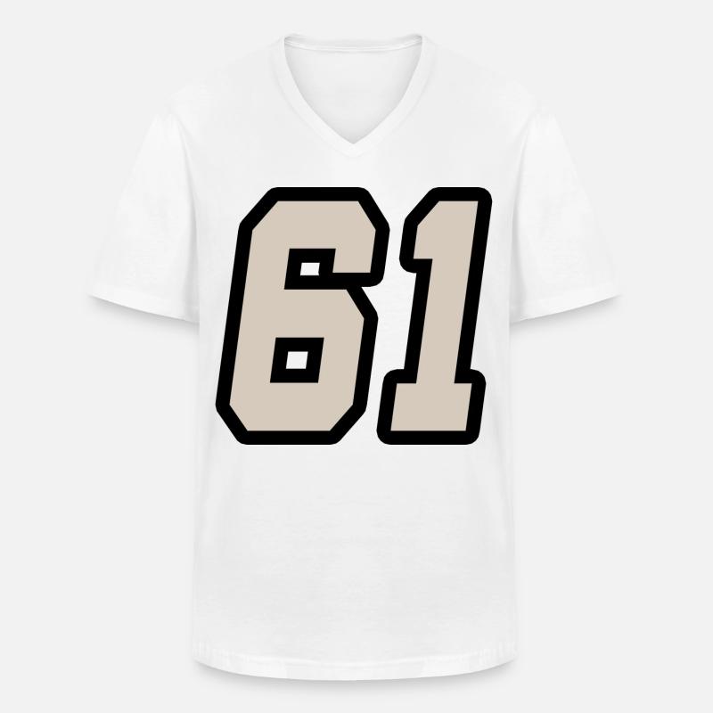 Nummer einundsechzig 61 - Männer-T-Shirt mit V-Ausschnitt - Weiß