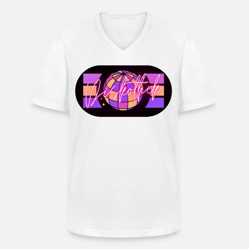 Disko - Männer-T-Shirt mit V-Ausschnitt - Weiß